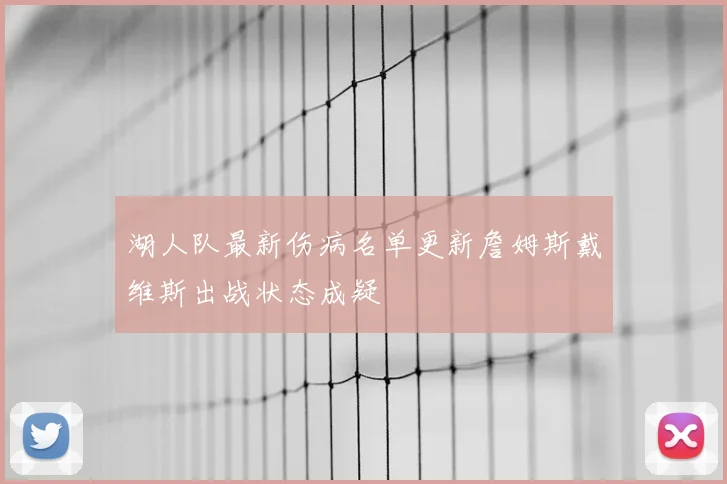 湖人队最新伤病名单更新詹姆斯戴维斯出战状态成疑